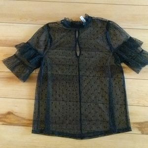 Sheer Blouse with ruffled sleeves